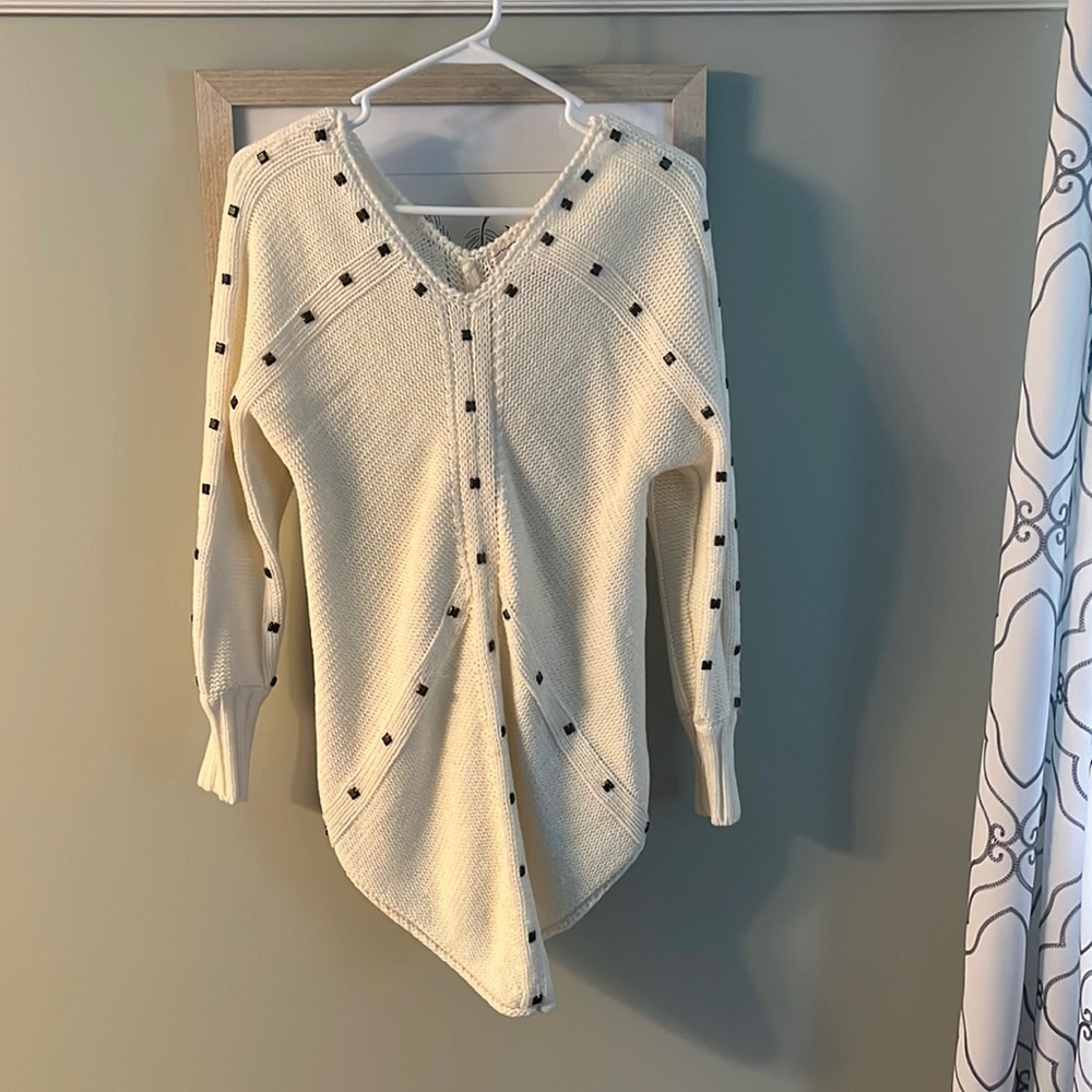 Cream blouse with square tiles